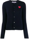 Comme Des Garçons Play Long Sleeve Logo Cardigan In Blue