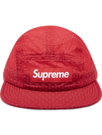 Supreme Geometric Ripstop Camp Cap In Red