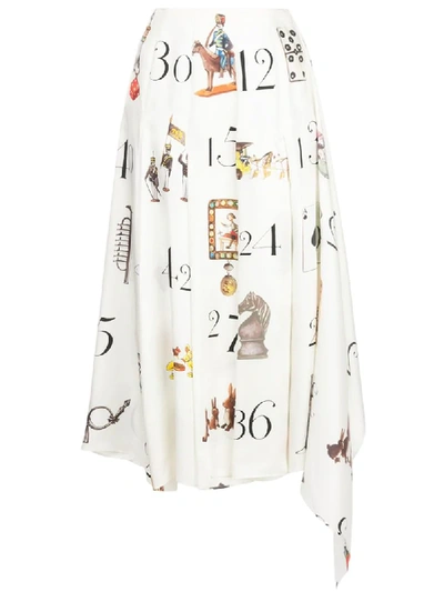 Monse Women's Numbers-print Pleated Silk Twill Midi Skirt In White