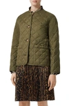 BURBERRY BARDSEY LOGO JACQUARD DIAMOND QUILTED COAT,8023743