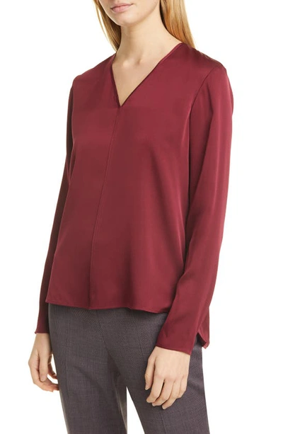 Hugo Boss Ivala V-neck Stretch Silk Blouse In Grenadine