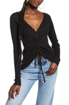 English Factory Ruched Drawstring Sweater In Black