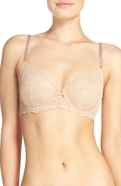 Calvin Klein Seductive Comfort With Lace Full Coverage Bra Qf1741 In Bare