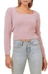 Astr Fuzzy Crop Sweater In Lilac
