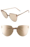 TIFFANY & CO 62MM OVERSIZE RIMLESS SUNGLASSES - RED/ CLEAR MIRROR ROSE GOLD,TF307062-Y