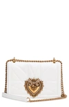 Dolce & Gabbana Large Devotion Quilted Leather Shoulder Bag In Bianco Ottico