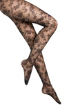 WOLFORD MARIE FLORAL SHEER TIGHTS,014786