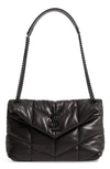 Saint Laurent Lou Puffer Small Ysl Shoulder Bag In Quilted Leather In Noir