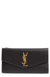 Saint Laurent Large Uptown Monogram-plaque Wallet In Black