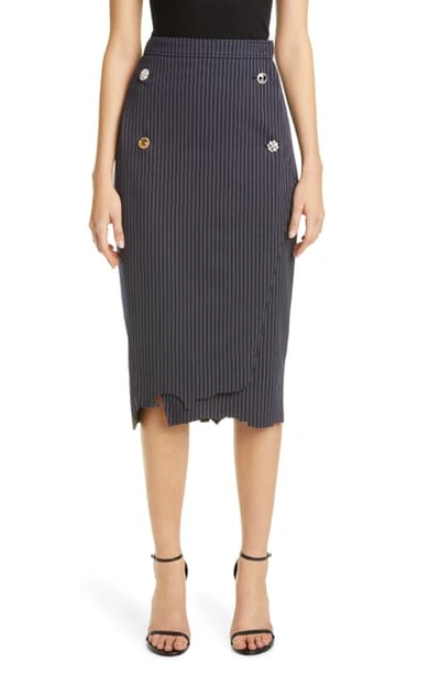 Vetements Distressed Pinstripe Pencil Skirt