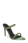 Alias Mae Dua Slide Sandal In Green Snake Embossed Leather
