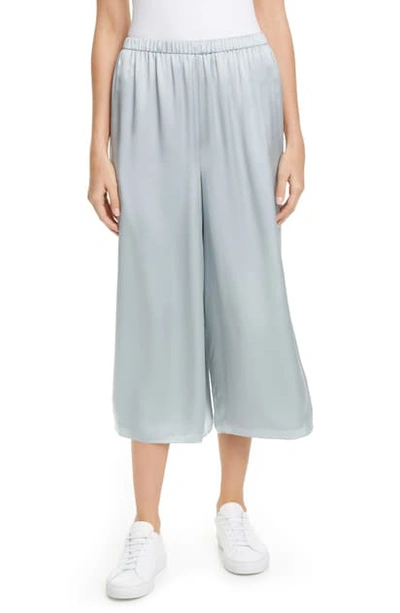 Theory Fluid Silk Culottes In Mist Blue