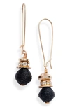 AKOLA RAFFIA & CRYSTAL DROP EARRINGS,AK-HO18E06BLK