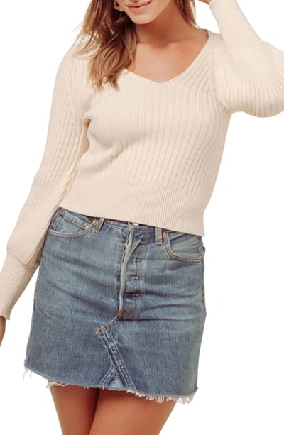 Astr Mila Ribbed Crop Sweater In Blush