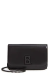 BALENCIAGA B CALFSKIN LEATHER WALLET ON A CHAIN,5936151QJ07