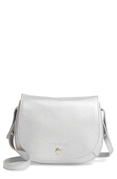 Longchamp Small Le Foulonne Leather Crossbody Bag In Silver
