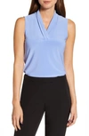 ANNE KLEIN TRIPLE PLEAT V-NECK JERSEY TOP,10740368