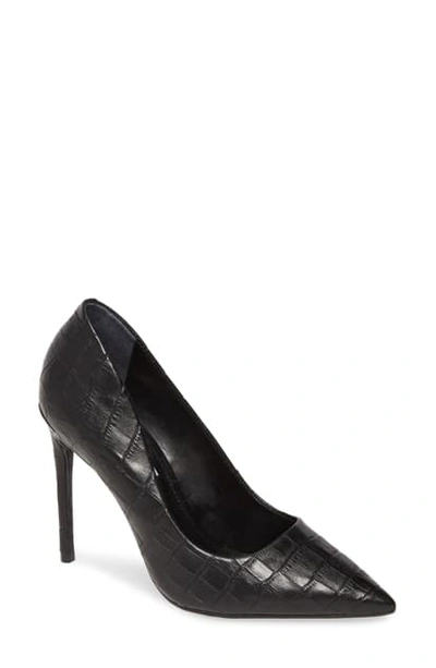 Steve Madden Vala Pointy Toe Pump In Black Croc