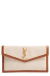 SAINT LAURENT UPTOWN CANVAS & LEATHER CLUTCH,565739HZD2J