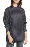 EQUIPMENT SAACHA MIX STRIPE BAND COLLAR BLOUSE,19-5-006232-TP03410