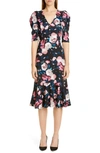 ERDEM FLORAL PRINT RUFFLE HEM JERSEY DRESS,PS20 21319DBPJ