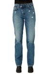 BOYISH JEANS THE CASEY HIGH WAIST ASYMMETRICAL BUTTON FLY DISTRESSED NONSTRETCH JEANS,B34-9029-RG03