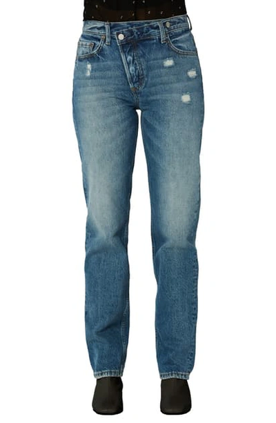 Boyish Jeans The Casey High Waist Asymmetrical Button Fly Distressed Nonstretch Jeans In Rear Window