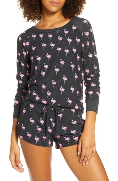 Chaser Flamingo Love Cozy Pullover In Black