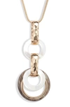 AKOLA HORN & MOTHER-OF-PEARL PENDANT NECKLACE,19DN24-BLK