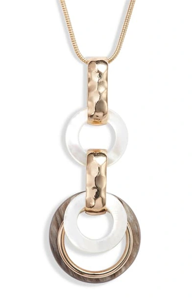 Akola Horn & Mother-of-pearl Pendant Necklace In Black/ White
