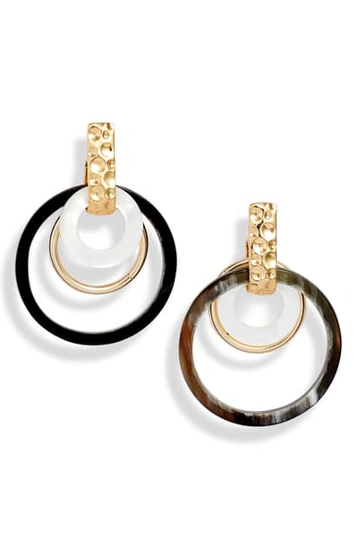 Akola Horn & Mother-of-pearl Earrings In Black