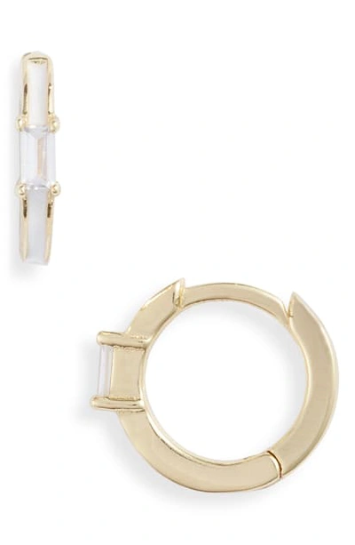 Argento Vivo Enamel Baguette Huggie Hoop Earrings In White/ Gold