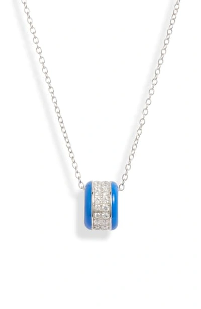 Argento Vivo Pave Enamel Wheel Pendant Necklace In Blue/ Silver