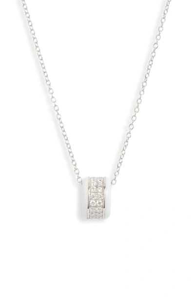 Argento Vivo Pave Enamel Wheel Pendant Necklace In White/ Silver