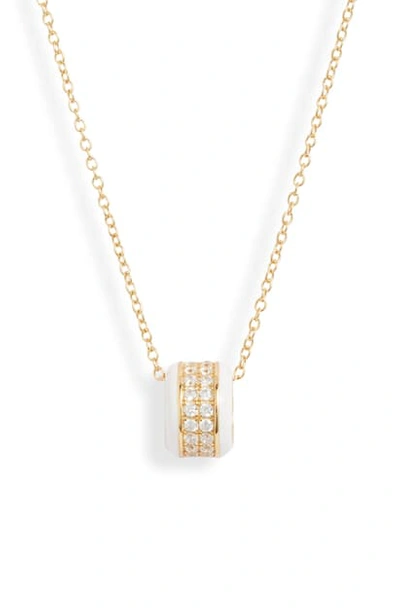 Argento Vivo Pave Enamel Wheel Pendant Necklace In White/ Gold