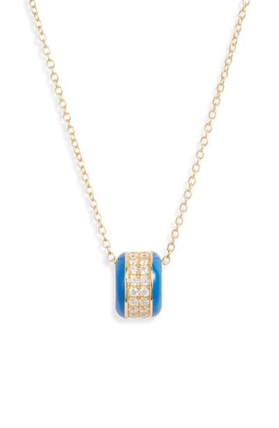 Argento Vivo Pave Enamel Wheel Pendant Necklace In Blue/ Gold