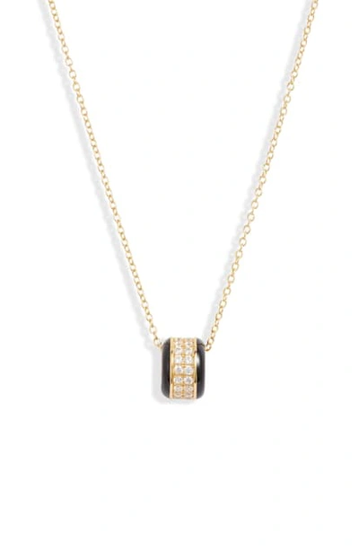 Argento Vivo Pave Enamel Wheel Pendant Necklace In Black/ Gold