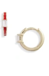 Argento Vivo Enamel Baguette Huggie Hoop Earrings In Red/ Gold