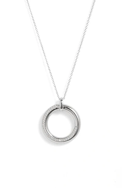 Argento Vivo Large Donut Pave Pendant Necklace In Silver