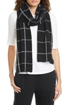 EILEEN FISHER WINDOWPANE PLAID ORGANIC COTTON SCARF,R9CEV-A2101M