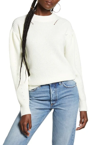 English Factory Puff Sleeve Sweater In Ivory