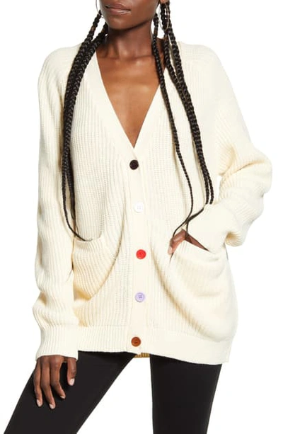 English Factory Rainbow Button Cardigan In Ivory
