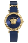 VERSACE PALAZZO EMPIRE GRECA LEATHER STRAP WATCH, 37MM,VEDV00219