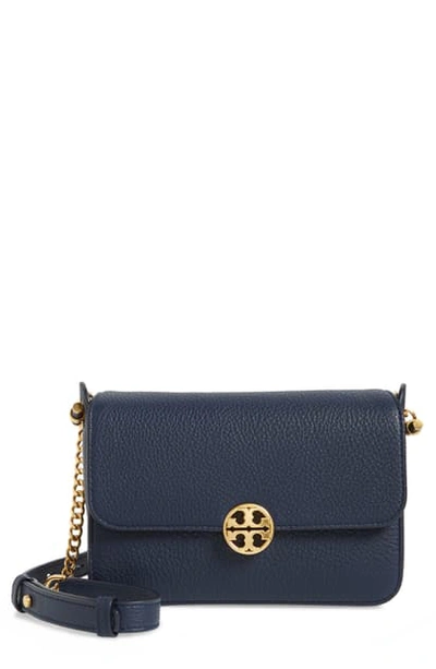 Tory Burch Chelsea Leather Crossbody Bag In Royal Navy