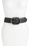 REBECCA MINKOFF STUDDED BUCKLE LEATHER BELT,RM100441