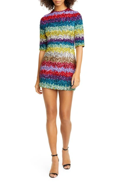 alice and olivia inka sequin dress Alice And Olivia Inka Sequined Strong-shoulder Mock-neck Dress In Multi