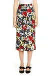 ERDEM POPPY PRINT BUTTON FRONT MIDI SKIRT,PS20 4450PCCA