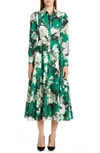 ERDEM FLORAL PRINT LONG SLEEVE MIDI SHIRTDRESS,PS20 21262RWP