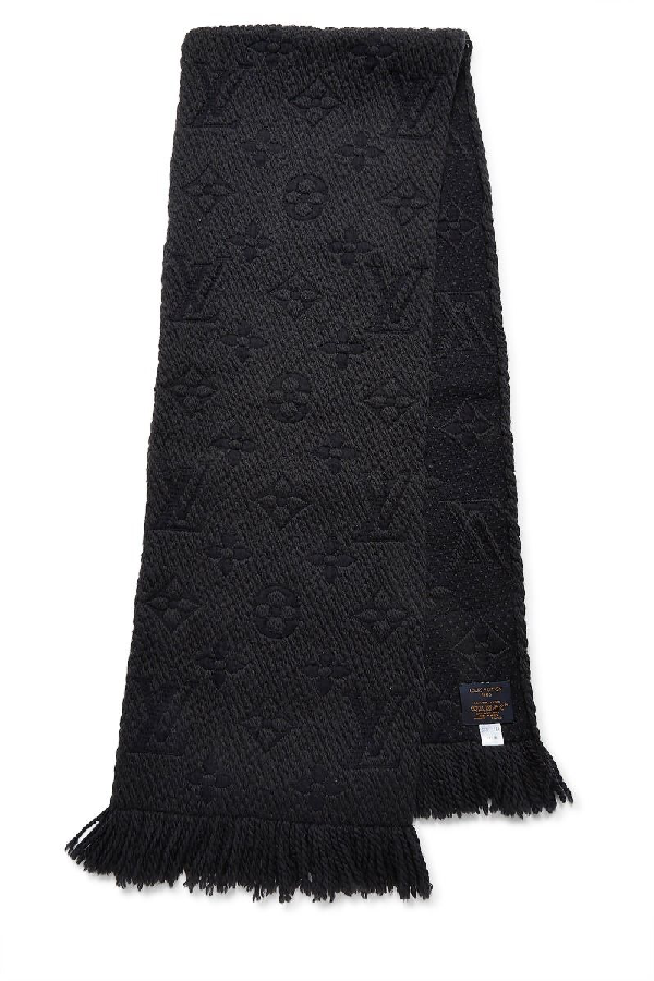 Pre-Owned Louis Vuitton Black Wool Logomania Scarf | ModeSens