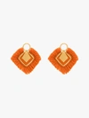 Katerina Makriyianni 24k Gold-plated Fringed Wool Earrings In Orange